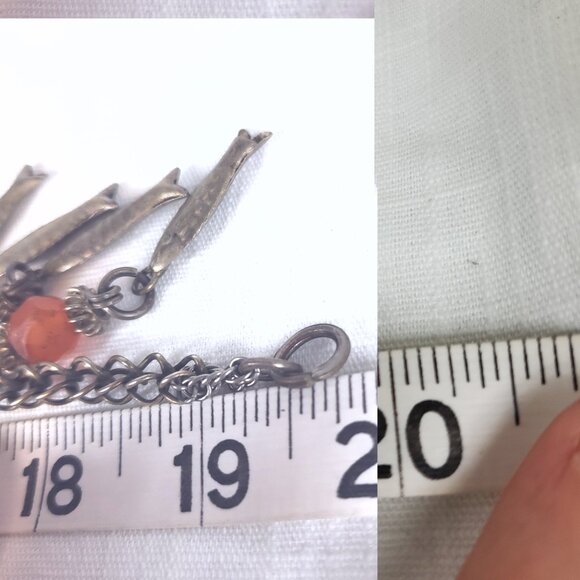 Gorgeous Unique Antique Faceted Carnelian Stone with Silver Fish Heavy Necklace - Picture 9 of 9